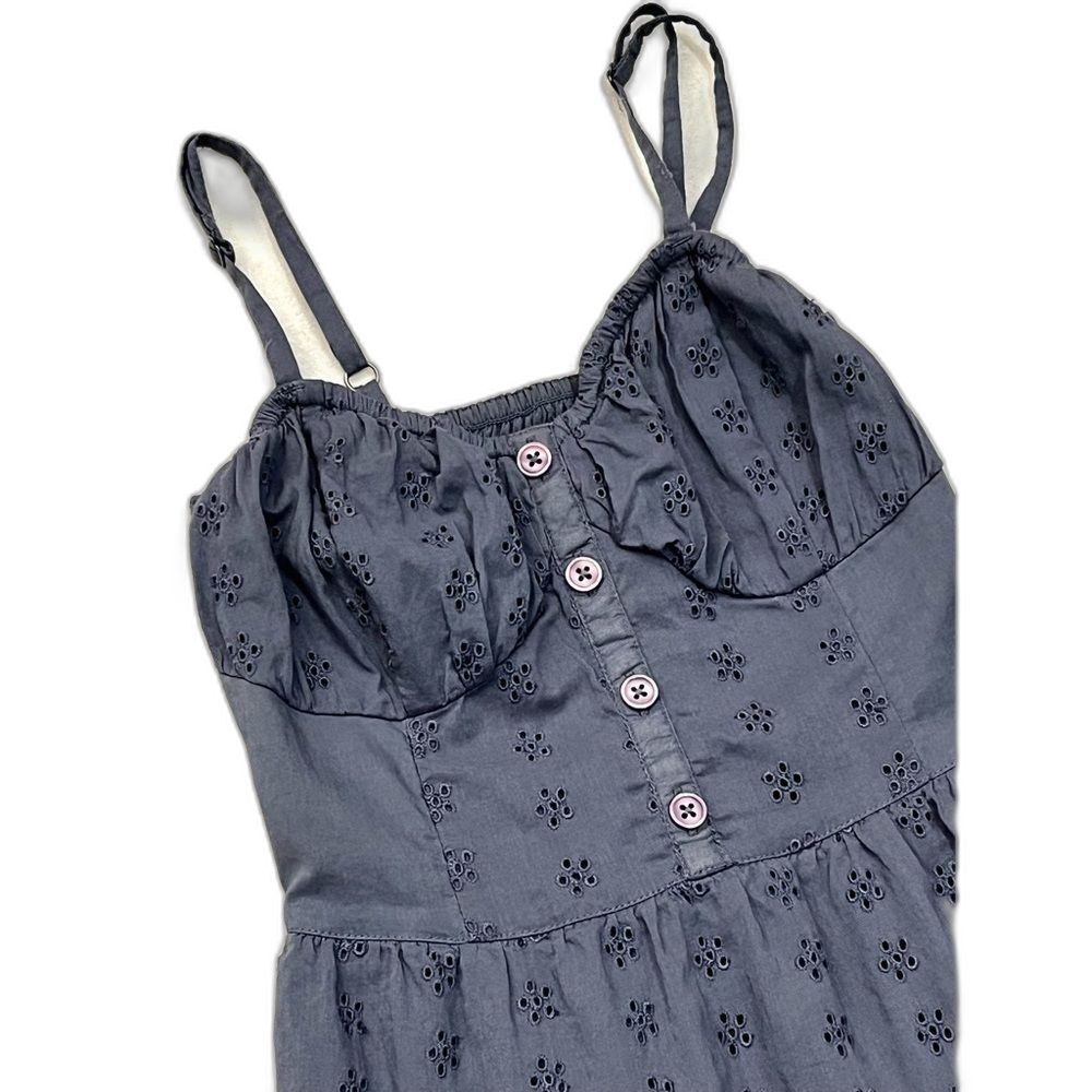 Hollister California Women’s Blue Eyelet Dress with Smocked Top Adjustable Strap - Picture 4 of 15